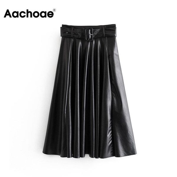 aachoae women vintage faux leather skirt with belt elegant office ladies black pu midi skirt pleated casual ladies skirts y200326
aachoae women vintage faux leather skirt with belt elegant office ladies black pu midi skirt pleated casual ladies skirts y200326