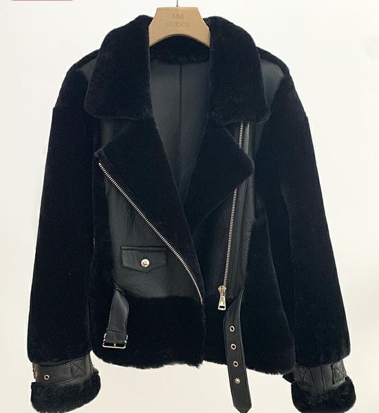 women's fur & faux womens genuine sheep coat one 2021 fashion warm winter furry fluffy plush, Black
women's fur & faux womens genuine sheep coat one 2021 fashion warm winter furry fluffy plush, Black