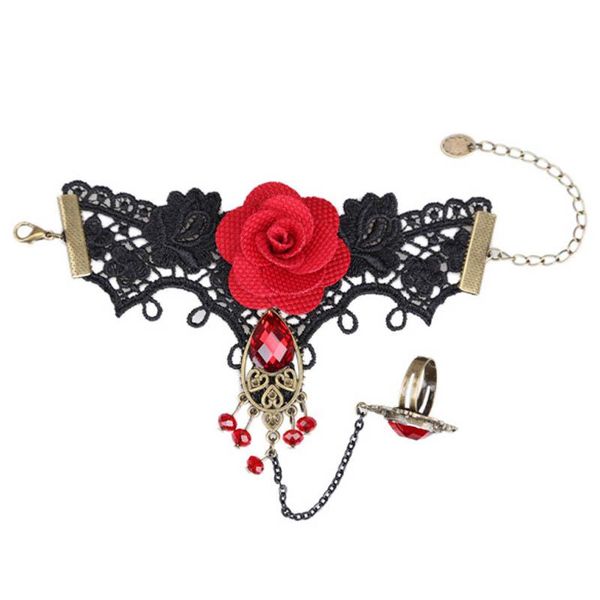 charm bracelets elegant gothic style lace red rose adjustable finger ring ll@17, Golden;silver
charm bracelets elegant gothic style lace red rose adjustable finger ring ll@17, Golden;silver