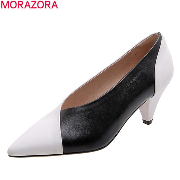 dress shoes morazora 2021 arrival genuine leather women pumps thick high heels pointed toe woman black white 
dress shoes morazora 2021 arrival genuine leather women pumps thick high heels pointed toe woman black white