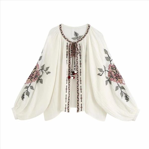 2020 new women cardigan beaded embroidery long balloon sleeves blouse vintage fashion femme mujer blouse, White
2020 new women cardigan beaded embroidery long balloon sleeves blouse vintage fashion femme mujer blouse, White