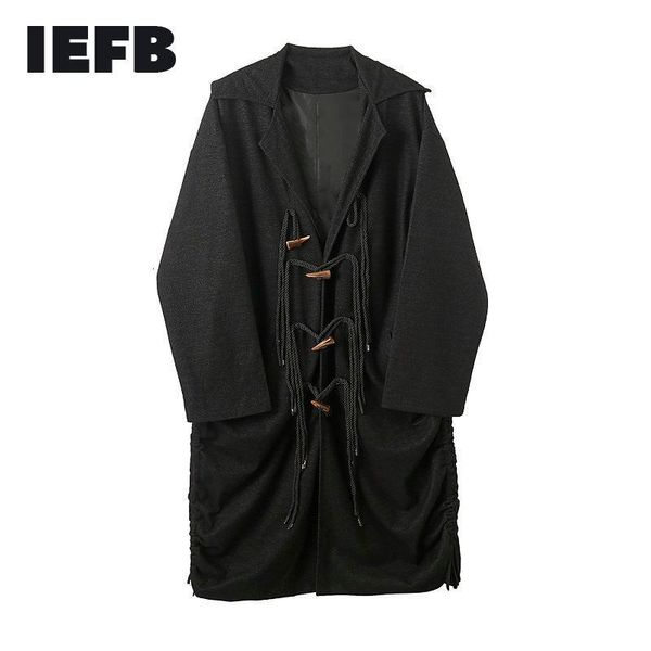 men's trench coats iefb autumn niche design clothes horn buckle lace up side draw adjustable long windbreaker black oversized coat, Tan;black
men's trench coats iefb autumn niche design clothes horn buckle lace up side draw adjustable long windbreaker black oversized coat, Tan;black