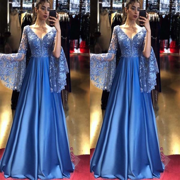 long sleeve prom dresses sky blue satin pluning v-neck floral lace beaded crystal sheath evening dress formal gowns guest, Black
long sleeve prom dresses sky blue satin pluning v-neck floral lace beaded crystal sheath evening dress formal gowns guest, Black