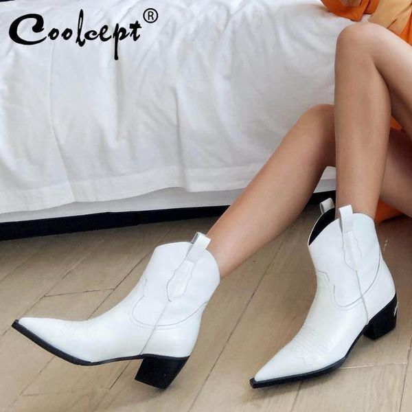 boots coolcept ankle for women genuine leather western cowgirl shoes winter pointed toe high heels short size 34-40, Black
boots coolcept ankle for women genuine leather western cowgirl shoes winter pointed toe high heels short size 34-40, Black