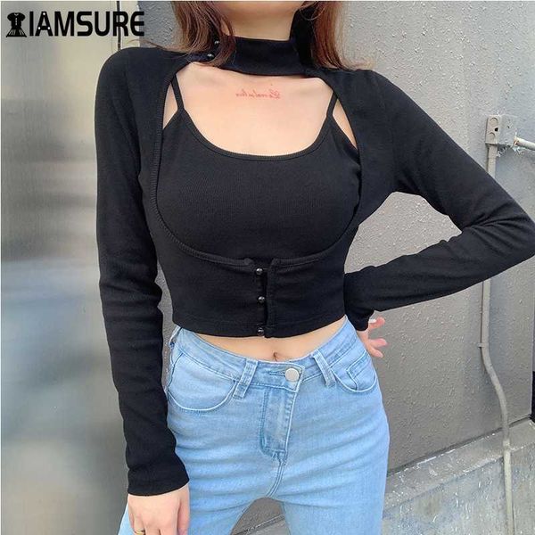 iamsure solid slim two piece sets t-shirts streetwear cropped black tee shirt tank female sets 90s autumn fashion outfits, Gray
iamsure solid slim two piece sets t-shirts streetwear cropped black tee shirt tank female sets 90s autumn fashion outfits, Gray
