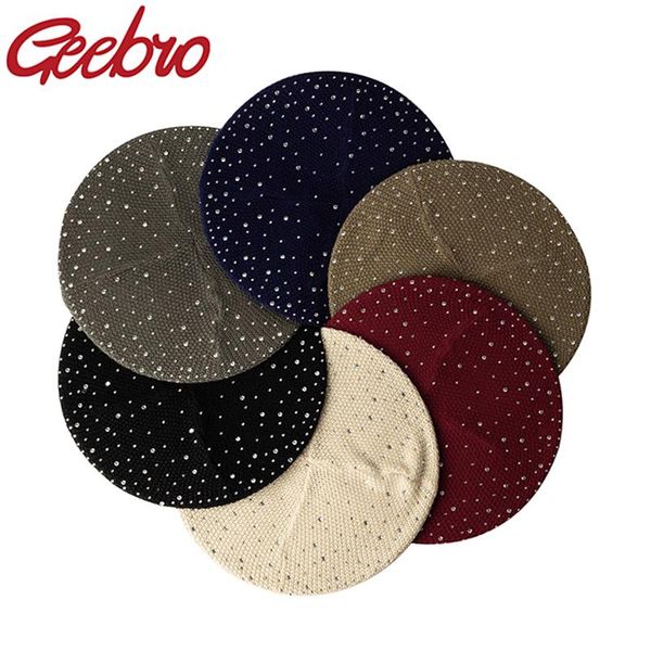 geebro women casual beret hat winter and autumn spring rhinestone knitted feminina beret cap painter style solid color bonnet, Blue;gray
geebro women casual beret hat winter and autumn spring rhinestone knitted feminina beret cap painter style solid color bonnet, Blue;gray