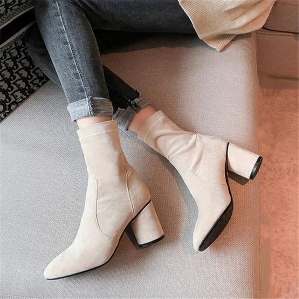 boots pxelena 2021 women faux suede round heels ankle slip on stretch short booties lady shoes office date, Black
boots pxelena 2021 women faux suede round heels ankle slip on stretch short booties lady shoes office date, Black