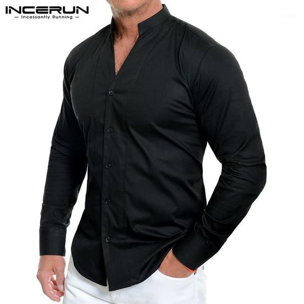 incerun fashion men solid color long sleeve casual stand collar dress shirt joker button slim fitness mens street trend blouse1, White;black
incerun fashion men solid color long sleeve casual stand collar dress shirt joker button slim fitness mens street trend blouse1, White;black
