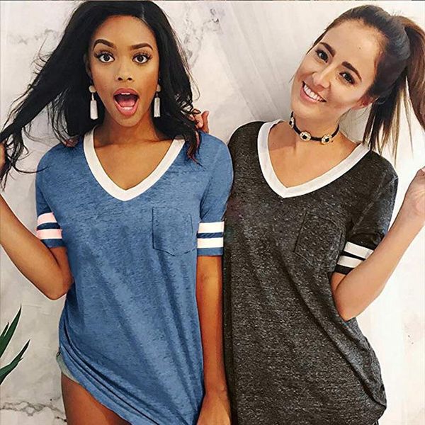 2021 new autumn casual v neck women striped splicing baseball t shirts summer short sleeve tees all match tshirt clothes, White
2021 new autumn casual v neck women striped splicing baseball t shirts summer short sleeve tees all match tshirt clothes, White