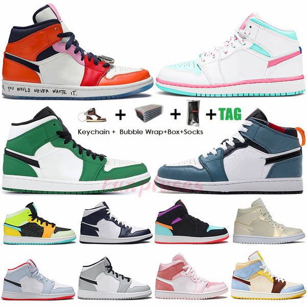 mid jumpman 1 basketball shoes diginal pink fearless obsidia unc half blue candy panda 1s mens trainers with box womens sports sneakers, White;red
mid jumpman 1 basketball shoes diginal pink fearless obsidia unc half blue candy panda 1s mens trainers with box womens sports sneakers, White;red
