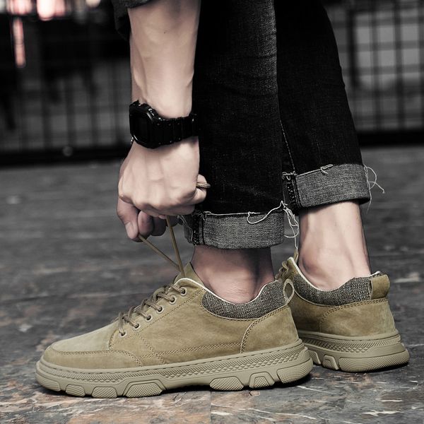 men sneakers genuine leather sport shoes breathable causal shoes men fashion khaki lace up outdoor walking sneakers, Black
men sneakers genuine leather sport shoes breathable causal shoes men fashion khaki lace up outdoor walking sneakers, Black