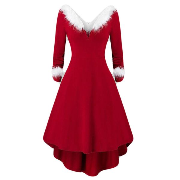 long women's wear fall winter 2020 sleeve plush high / low hepburn dress, Black;gray
long women's wear fall winter 2020 sleeve plush high / low hepburn dress, Black;gray