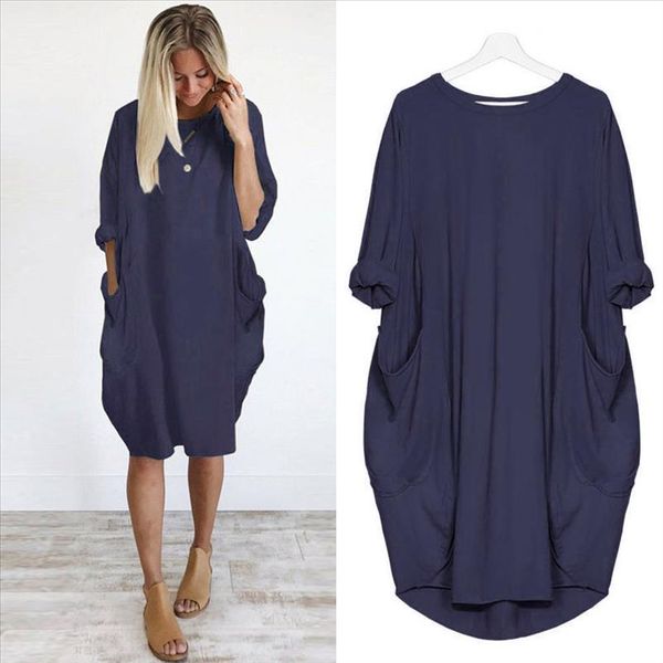 plus size womens dresses ropa mujer casual midi dress ladies long sleeve pockets loose solid color oversized dress yj2, Black;gray
plus size womens dresses ropa mujer casual midi dress ladies long sleeve pockets loose solid color oversized dress yj2, Black;gray