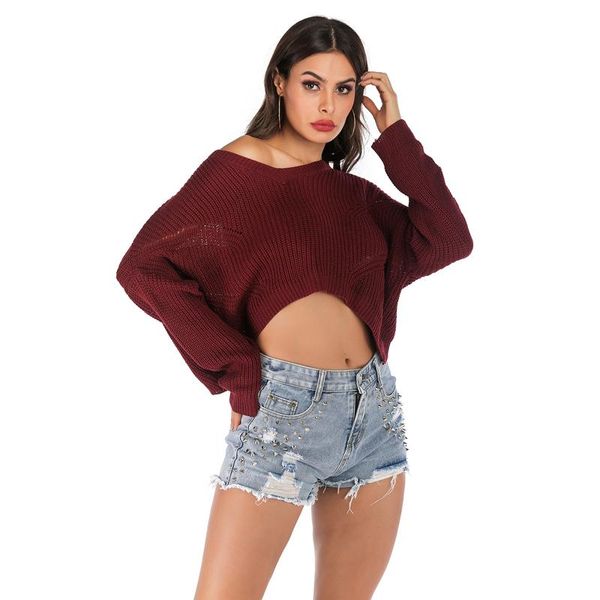 women's sweaters 2021 autumn and winter wine-red color loose knit sweater short v-neck flared sleeve female pullover bottoming, White;black
women's sweaters 2021 autumn and winter wine-red color loose knit sweater short v-neck flared sleeve female pullover bottoming, White;black