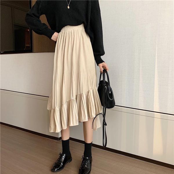 2020 autumn and winter new fashion velvet high waist slimming casual ruffled midi skirt1, Black
2020 autumn and winter new fashion velvet high waist slimming casual ruffled midi skirt1, Black