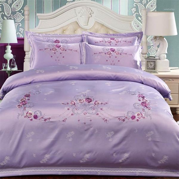bedding sets papa&mima purple satin cotton embroidery set king linens sheet comforter cover pillow sham1
bedding sets papa&mima purple satin cotton embroidery set king linens sheet comforter cover pillow sham1