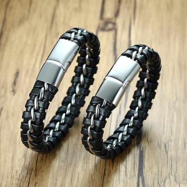 charm bracelets vinterly black genuine leather bracelet men stainless steel wire & bangles for jewelry christmas gift, Golden;silver
charm bracelets vinterly black genuine leather bracelet men stainless steel wire & bangles for jewelry christmas gift, Golden;silver