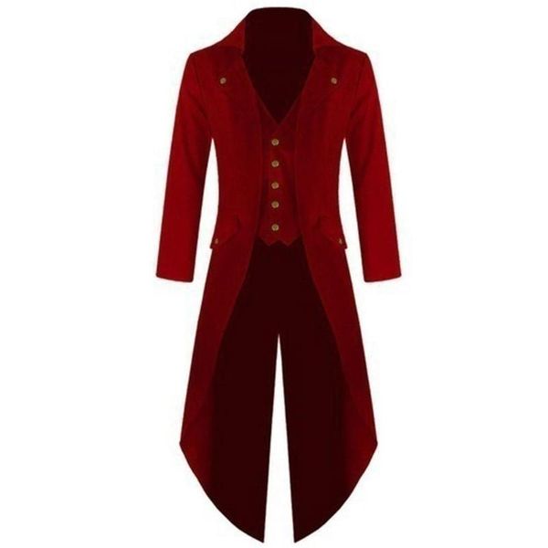 men solid color blazer retro gothic button tailcoat formal blazer black red green purple jacket tuxedo party veste costume homme, White;black
men solid color blazer retro gothic button tailcoat formal blazer black red green purple jacket tuxedo party veste costume homme, White;black