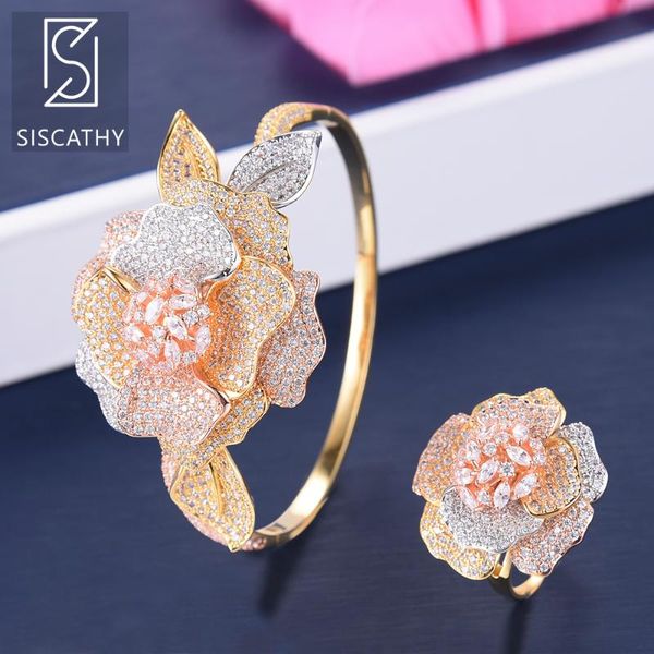 siscathy 2pcs fashion vivid flower wedding bracelet/ring full cubic zirconia inlaid nigerian dubai engagement jewelry sets, Silver
siscathy 2pcs fashion vivid flower wedding bracelet/ring full cubic zirconia inlaid nigerian dubai engagement jewelry sets, Silver
