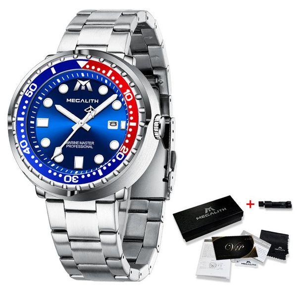 2020 megalith new full steel diving watches men sports quartz watch men waterproof luminous luxury wrist watches male gift clock sqcznx, Silver
2020 megalith new full steel diving watches men sports quartz watch men waterproof luminous luxury wrist watches male gift clock sqcznx, Silver
