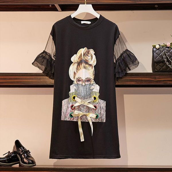 2020 new runway plus size womens fashion streetwear spectacles dress girl print mesh patchwork butterfly sleeve dresses vestido, Black;gray
2020 new runway plus size womens fashion streetwear spectacles dress girl print mesh patchwork butterfly sleeve dresses vestido, Black;gray