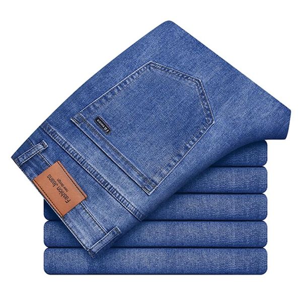 fashion brand men's business jeans classic loose straight denim trousers middle-aged four seasons plus size stretch casual pants, Blue
fashion brand men's business jeans classic loose straight denim trousers middle-aged four seasons plus size stretch casual pants, Blue