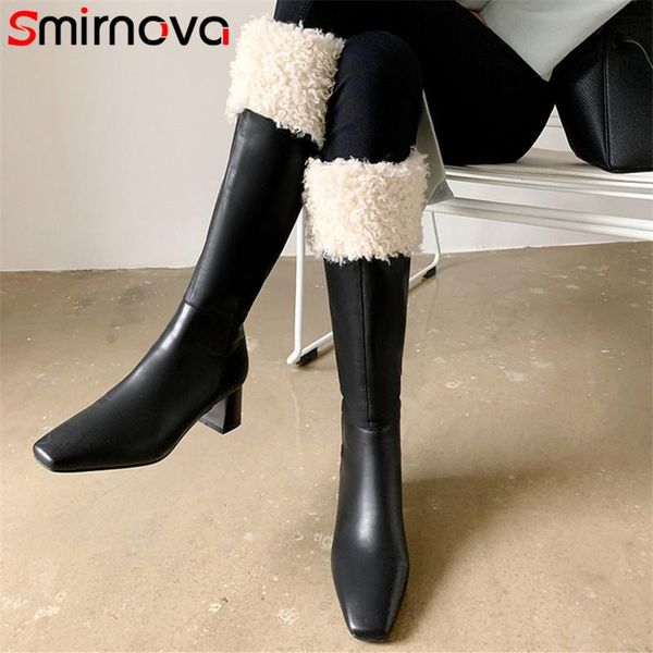 smirnova 2021 high heels winter shoes women knee high boots square toe zipper fashion genuine leather +pu women riding boots, Black
smirnova 2021 high heels winter shoes women knee high boots square toe zipper fashion genuine leather +pu women riding boots, Black