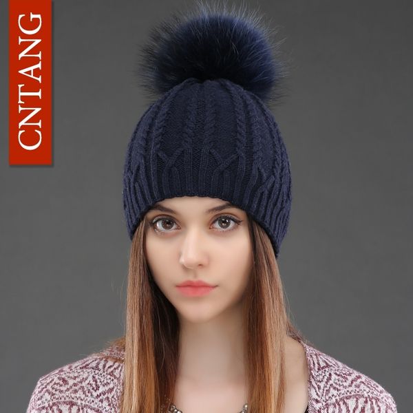 women double deck knitted wool hat winter natural raccoon fur warm caps female pom pom hats ladies fashion skullies beanies cap y200103, Blue;gray
women double deck knitted wool hat winter natural raccoon fur warm caps female pom pom hats ladies fashion skullies beanies cap y200103, Blue;gray