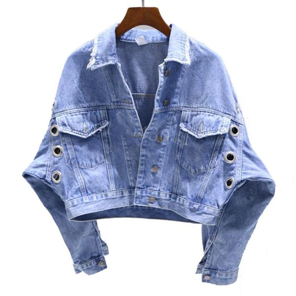 spring female batwing sleeve female jacket black blue rivet denim jacket student harajuku bf bomber jeans coat, Black;brown
spring female batwing sleeve female jacket black blue rivet denim jacket student harajuku bf bomber jeans coat, Black;brown