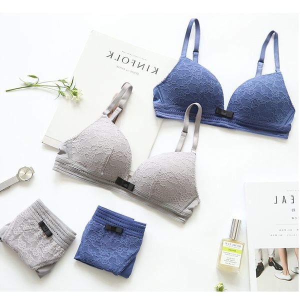 wasteheart new women fashion blue gray wireless bra sets lace trim straps cotton panties lingerie sets underwear c1211, Black;white
wasteheart new women fashion blue gray wireless bra sets lace trim straps cotton panties lingerie sets underwear c1211, Black;white