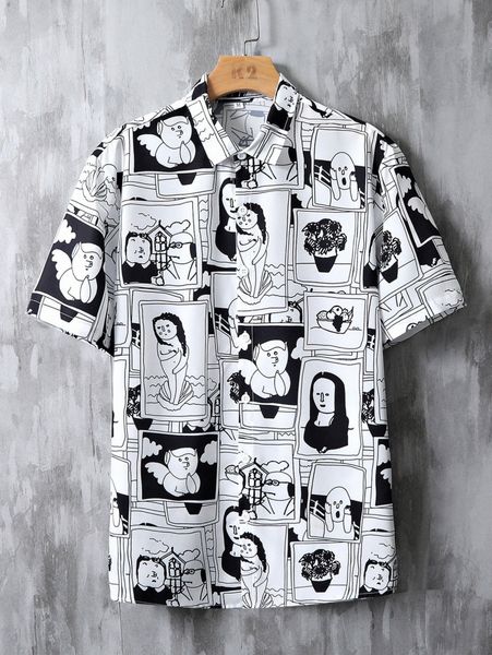 men figure graphic shirt w2tz#, White;black