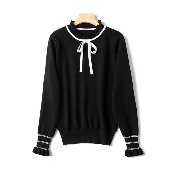 2021 new preppy style women's sweater lace up striped turn-down collar female pullovers chic white black compus girl knitwear lbvl
2021 new preppy style women's sweater lace up striped turn-down collar female pullovers chic white black compus girl knitwear lbvl