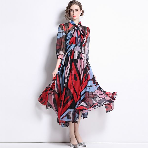 2022 women spring summer dress fashion elegant chiffon printing dresses scarf collar 3/4 sleeve sliming expansion vestidos, Black;gray
2022 women spring summer dress fashion elegant chiffon printing dresses scarf collar 3/4 sleeve sliming expansion vestidos, Black;gray