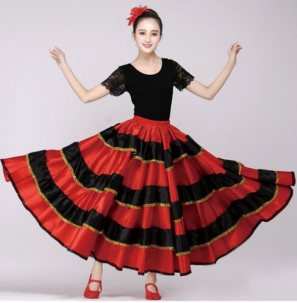 red traditional spanish flamenco skirt gypsy women dancing costume striped satin smooth big swing belly skirt performance 90cm, Black;red
red traditional spanish flamenco skirt gypsy women dancing costume striped satin smooth big swing belly skirt performance 90cm, Black;red