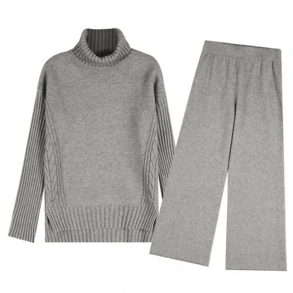 2021 new women's winter sweater knitted or crocheted suits 2 piece soild ensemble turtleneck plus loose pants office lady suit warm qwg, Gray
2021 new women's winter sweater knitted or crocheted suits 2 piece soild ensemble turtleneck plus loose pants office lady suit warm qwg, Gray