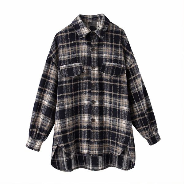 women's fashion plaid long woolen 2021 new elegant street casual mix and match women jacket coat, Black
women's fashion plaid long woolen 2021 new elegant street casual mix and match women jacket coat, Black