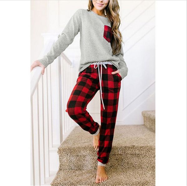 women christmas family pajamas sets buffalo plaid two piece clothing patchwork t-shirt checkered legging pants suit 2pcs/set e111806, White
women christmas family pajamas sets buffalo plaid two piece clothing patchwork t-shirt checkered legging pants suit 2pcs/set e111806, White