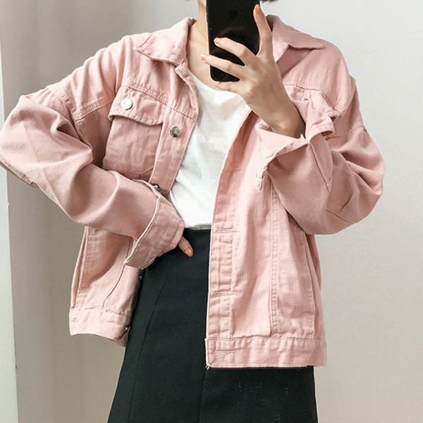 autumn sweet solid color turndown collar basic 2020 female casual korean jacket jeans modr, Black;brown
autumn sweet solid color turndown collar basic 2020 female casual korean jacket jeans modr, Black;brown