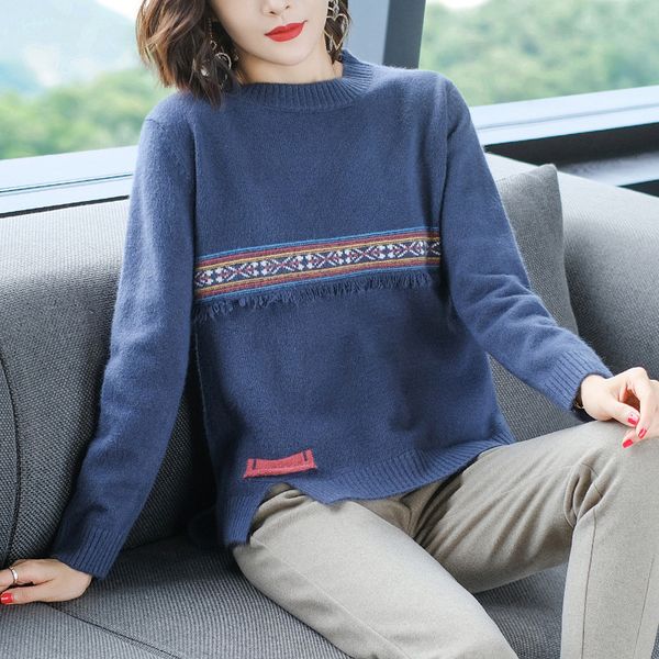 low sweater for women's loose wear 2020 new lazy style round neck tassel bottoming shirt autumn winter, White;black
low sweater for women's loose wear 2020 new lazy style round neck tassel bottoming shirt autumn winter, White;black