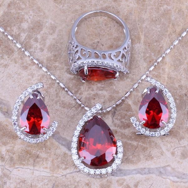 red garnet white cz silver plated jewelry sets earrings pendant ring size 6 / 7 / 8 9 10 s0002
red garnet white cz silver plated jewelry sets earrings pendant ring size 6 / 7 / 8 9 10 s0002