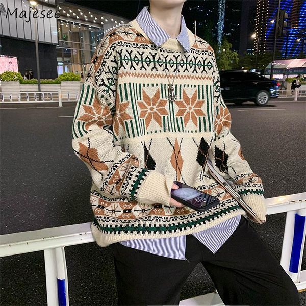 men pullover retro loose oversize warm couples knit sweater male all-match geometric pattern streetwear fashion winter clothes, White;black
men pullover retro loose oversize warm couples knit sweater male all-match geometric pattern streetwear fashion winter clothes, White;black