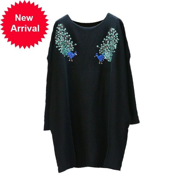 2021 new christmas brand women the-neck loosely embroidered peacock knit nightgown winter sweater knitted clothes z6t1, Black;gray
2021 new christmas brand women the-neck loosely embroidered peacock knit nightgown winter sweater knitted clothes z6t1, Black;gray