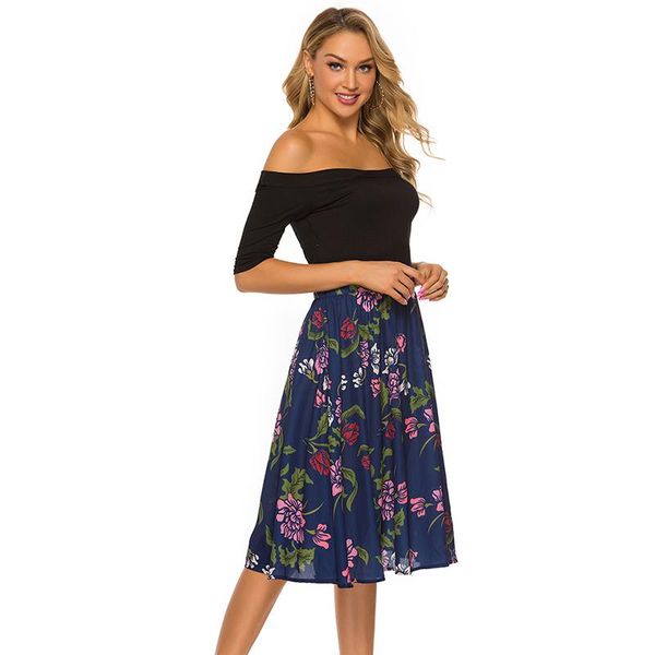 party dresses bohemian women's summer dress beach print one-shoulder 2021, White;black
party dresses bohemian women's summer dress beach print one-shoulder 2021, White;black