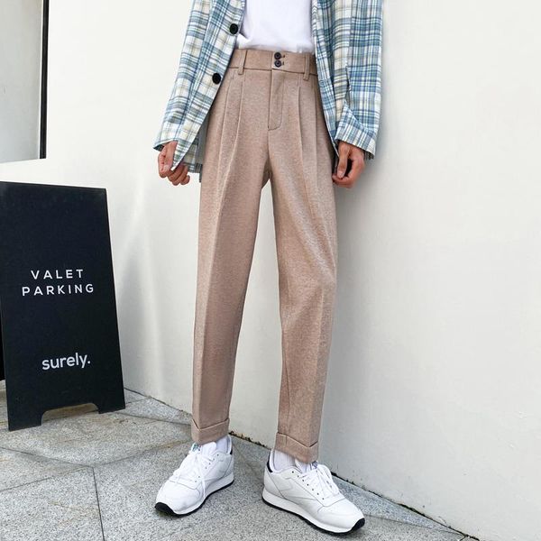 men's suits & blazers 2021 autumn winter suit pants woolen business dress streetwear casual wedding straight-leg trousers costume homme, White;black
men's suits & blazers 2021 autumn winter suit pants woolen business dress streetwear casual wedding straight-leg trousers costume homme, White;black