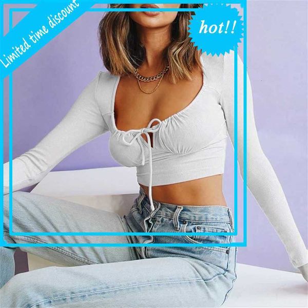 women cropped shirt track elastic party sweet bandage long mouwen fall clothing, White
women cropped shirt track elastic party sweet bandage long mouwen fall clothing, White