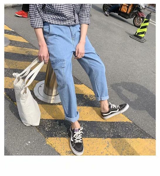 men's jeans wholesale 2021 spring autumn men's straight homme side pocket teenagers light loose fall feeling denim ankle length pa, Blue
men's jeans wholesale 2021 spring autumn men's straight homme side pocket teenagers light loose fall feeling denim ankle length pa, Blue