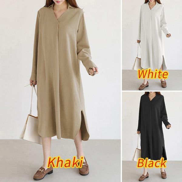 women mid-calf dress 2020 ladies fashion v neck vestidos zanzea autumn turn down collar dress casual solid robe longue oversize1, Black;gray
women mid-calf dress 2020 ladies fashion v neck vestidos zanzea autumn turn down collar dress casual solid robe longue oversize1, Black;gray
