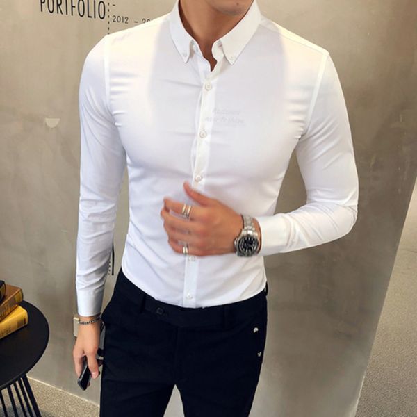 2019 solid color mens shirts dress business formal social shirt casual slim fit long sleeve shirt blouse homme c1211, White;black
2019 solid color mens shirts dress business formal social shirt casual slim fit long sleeve shirt blouse homme c1211, White;black