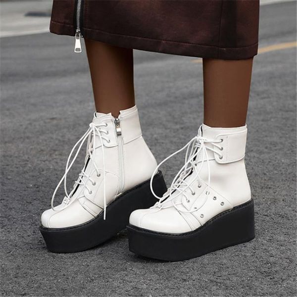 boots pxelena punk gothic women platform creepers wedge heels combat motorcycle biker lady shoes large size 34-45, Black
boots pxelena punk gothic women platform creepers wedge heels combat motorcycle biker lady shoes large size 34-45, Black