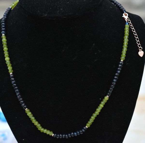 chains 2x4mm faceted olivine black jade rondelle gemstone beads necklace 18'', Silver
chains 2x4mm faceted olivine black jade rondelle gemstone beads necklace 18'', Silver